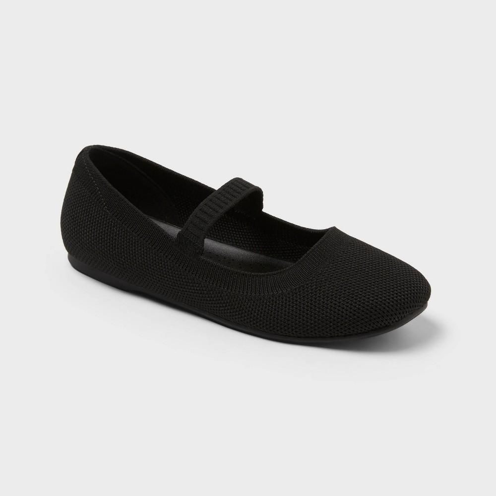 4Y W6 Kids' Alfa Knit Mary Jane Slip-on Ballet Flats - Cat & Jack™ Black